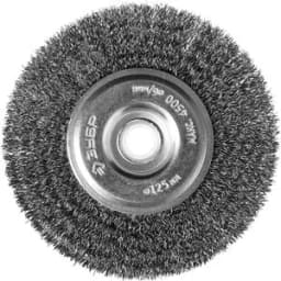 Щетка дисковая для точильно-шлифовального станка, витая стальная проволока 0,3мм, 125х12,7мм "Профессионал".