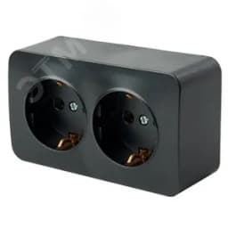 Розетка двухместная с/з 250В 10А серия София черный STEKKER