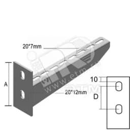 Консоль для больших нагрузок, высота - 130 мм, ширина - 517 мм, кратность - 1шт, I4 - Нержавеющая сталь (304) VERGOKAN