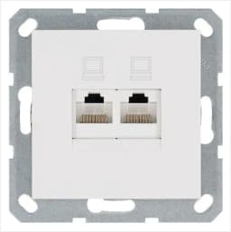 Розетка компьютерная 2-м RJ45 IP20 кат. 5E механизм бел. глянцевый Jasmart G6106W
