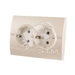 DERIY Розетка х2 с/з ПБТ жемчужно-белый Lezard