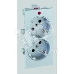 Connect Розетка двойная с заземлением 16А 250В CIMA-модуль 52x108 мм SC алюминий