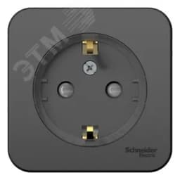 Розетка наружная BLANCA с заземлением со шторками (тонкая) изоляционная пластина 16А 250В антрацит