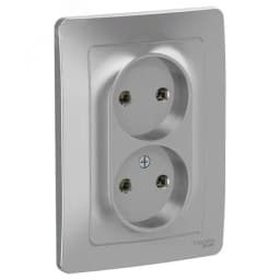 BLANCA скрытой установки розетка двойная без заземления без шторок, 16А, 250В, алюминий