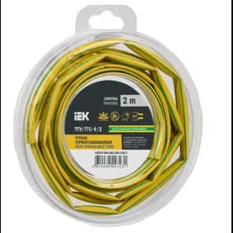 Трубка термоусадочная ТТУ нг-LS 4/2 желто-зеленая (2м/упак) IEK