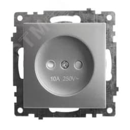 Розетка 1-местная с защитной шторкой (механизм) б/з, 250В, 10А, серия Катрин, серебро