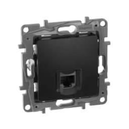 Розетка компьютерная 1-м СП Etika RJ45 кат.5E UTP механизм антрацит Leg 672641