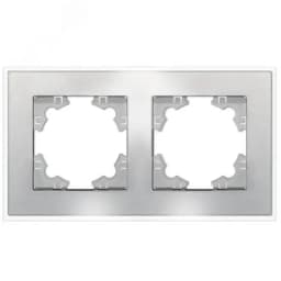 Афина рамка стеклянная двухместная универсальная, серебро (еврослот) UNIVersal