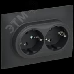 SKANDY Розетка 2-местная с заземлением без защитных шторок 16А в сборе SK-R08G графит IEK