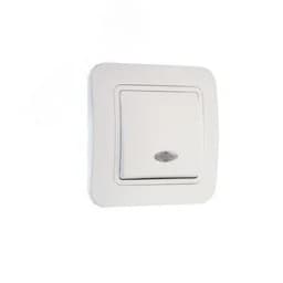Выключатель одноклавишный, с подсветкой, белый