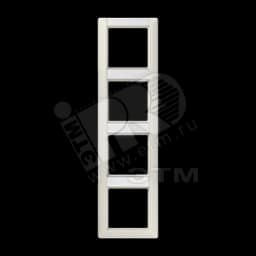 Рамка 4 поста универсальная с полем для надписи слоновая кость