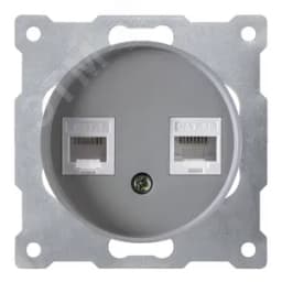 Розетка двойная телефон/компьютер RJ11/RJ45 кат.5e, цвет серый (серия Florence) 2172840 ССТ