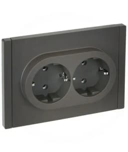 Розетка 2-м СП FORTE&PIANO FP324 16А с заземл. без защ. шторок безвинт. крепл. сер. IEK FP-R21-16-1-K03