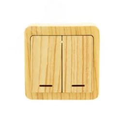 VIOLA Выключатель двойной с подсветкой белёный дуб (12шт/144шт)