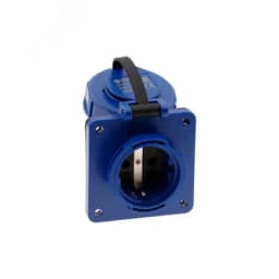 Розетка встраиваемая 16А/250V/2P+E/IP66/67 75x75 подкл. сзади синяя