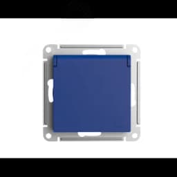 ATLASDESIGN РОЗЕТКА с заземл. со шторк. с крышкой, 16А, IP20, механизм, АКВАМАРИН