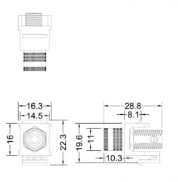 Вставка Hyperline KJ1-BP/BK-HG-WH Вставка формата Keystone Jack с коннектором Binding Post (черный)