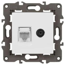 Розетка компьютерная + телевизионная 2-м Elegance 14-3110-01 RJ45 + TV IP20 механизм бел. Эра Б0034314