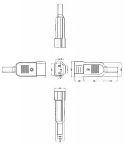 Разъем IEC 60320 C14 220В 10A на кабель (плоские выступающие штыревые контакты в пластиковом обрамлении) Hyperline CON-IEC320C14