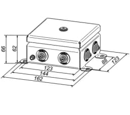Коробка монтажная распределительная Гефест КМ-1212, 123х123х62, IP54, металлическая из нержавеющей стали 1,2 мм