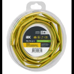Трубка термоусадочная ТТУ нг-LS 2/1 желто-зеленая (2м/упак) IEK