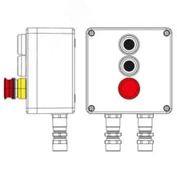 Взрывозащищенный пост управления из полиэстера CPE-P-05-(2xP1B(11)-1xP3E(11))-2xKA2MHK(C)1Ex d e IIC Т5 Gb / Ex tb IIIC T95°C Db IP66/КЗ