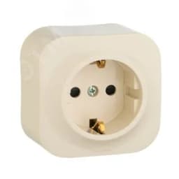 Quteo Розетка с заземлением со шторками наружная бежевая Legrand