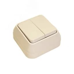 Выключатель двухклавишный наружный бежевый