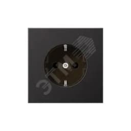 Штепсельная розетка SCHUKO одинарная, с заземлением, с шторками, 16A, 250В  (механизм + накладка, без рамки). Серия LS990  Материал- металл  Цвет- алюминий дарк JUNG