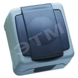 Розетка герметичная с крышкой с заземлением 16А IP55 серая (пружинный зажим) Makel