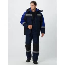 Костюм зимний Фаворит-Мега (ткань Протек,240) полукомбинезон, темно-синий, черный, васильковый, 68-70 182-188