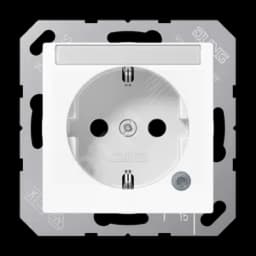 Розетка с полем для надписи 6x46 мм A500 2К+З 16 А 250В~ ударопрочная, белая