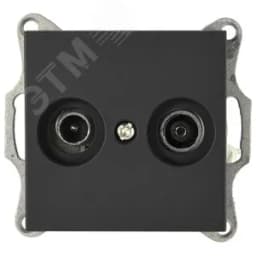 Розетка TV+FM9.5 мм оконечная с накладкой, цвет черный матовый (soft touch)