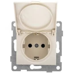 Розетка однопостовая Bravo с/з с з/ш и крышкой, в комплекте с кожухом IP44 К502, механизм, 16А, 250В, бежевый