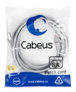 Патч-корд Cabeus PC-SSTP-RJ45-Cat.6a-10m-LSZH (S/FTP, CAT.6A, LSZH, 10 м, серый) (7906c)