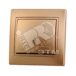 Мира Выключатель проходной металлик золото с вставкой Lezard