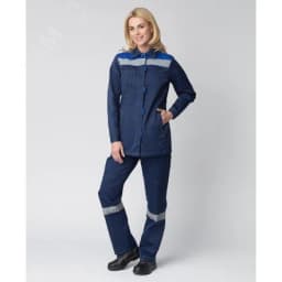 Костюм женский Весна-1 СОП CH (тк.Смесовая,210) брюки, т.синий/васильковый, р. 60-62/182-188