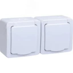 Гермес PLUS Розетка двойная наружная с заземлением с крышкой IP54