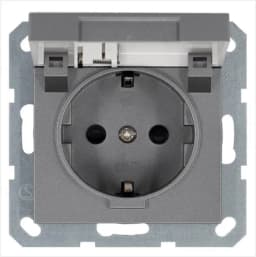Розетка 1-м Shuko 16А IP20 с заземл. защ. шторки с крышкой механизм алюм. Jasmart G5505S