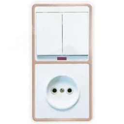 БЭЛЛА Блок БКВР-213 Выключатель двухклавишный с индикацией + розетка золото