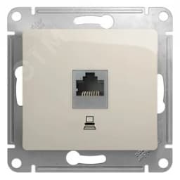 GLOSSA розетка компьютерная RJ45 кат.5E механизм молочный Systeme Electric
