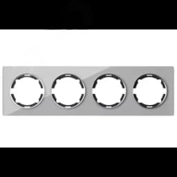 Рамка горизонтальная стеклянная на 4 прибора, цвет серый 2234937 ССТ