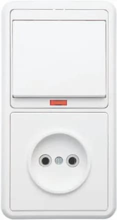 Блок БКВР-214 Бэлла (1-кл. выкл. с инд. + розетка) бел. Кунцево 5817
