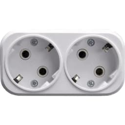 Сетевой разветвитель STEKKER ADP161220 на 2 выхода с заземлением 250V16AABS огнеустойчивый пластикбелый 39023