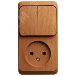 ЭТЮД блок открытой установки Розетка без заземления + Выключатель 2-клавиш., бук