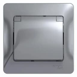 Розетка 1-м СП Glossa 16А IP20 с заземл. защ. шторки с крышкой в сборе алюм. SE GSL000346