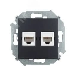 15 Розетка компьютерная двойная RJ45 кат.5е графит