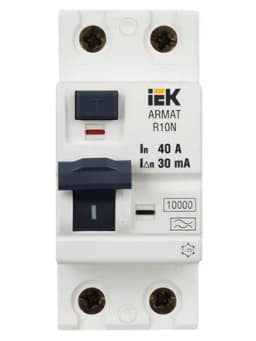 Выключатель дифференциального тока (УЗО) 2п 40А 30мА тип A ВДТ R10N ARMAT IEK AR-R10N-2-040A030