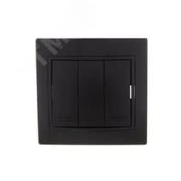 MIRA Выключатель тройной чёрный бархат со вставкой (10шт/120шт) Lezard