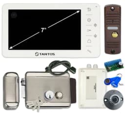 Комплект видеодомофона с электромеханическим замком, уличным блоком питания и электронными ключами Touch memory Уралкам